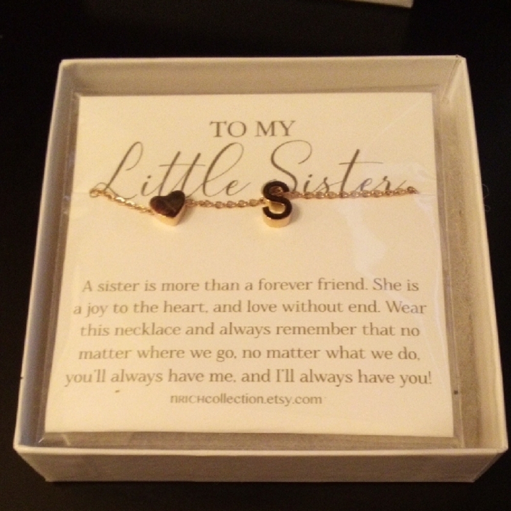 Gold Heart and Initial Necklace